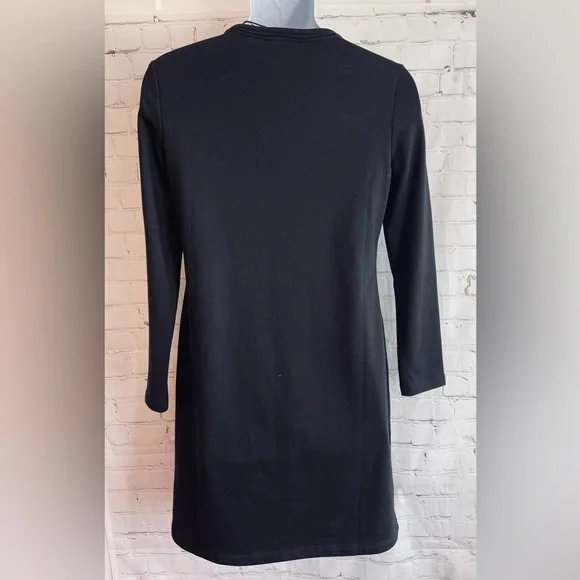 NWT DKNY Ling Sleeve Sweatshirt Dress.  Black With Chest Logo.  Size Large. - Picture 2 of 8